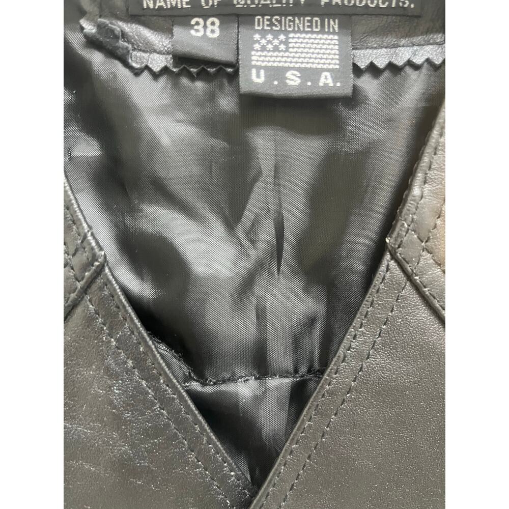 Vintage USA Bikers Dream Apparel Patches Black Leather Biker Vest Army Americana - Picture 3 of 4